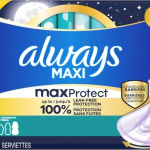 always maxi overnight feminine pads with wings for women