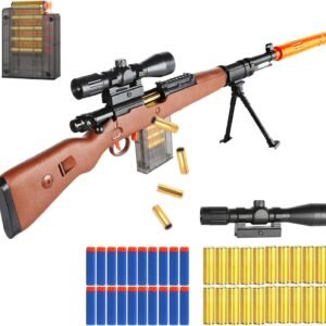 toy sniper rifle gun with shell ejecting mechanism